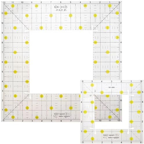 Tressify 6.5 & 12.5 Acrylic Quilting Rulers For Sewing And Craft Projects, Square Templates For Diy Patchwork And Quilting