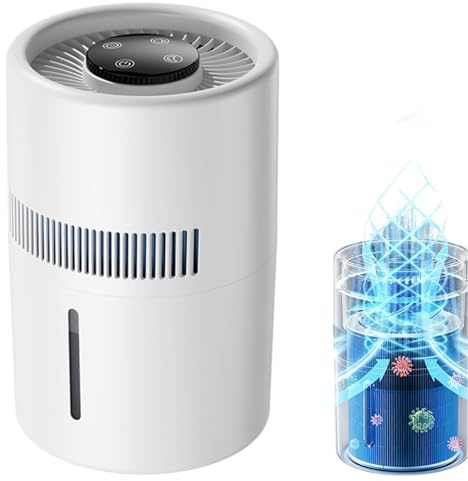 Purificador de Aire y Humidificador 2 en 1, Humidificador Evaporativo 4L Sin Neblina con Filtro de Aire Luz Azul e Iones Negativos para Alérgicos Bebés Dormitorio Oficina en Casa Modo Noche Silencioso