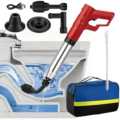 PYVANOR Stantuffo elettrico per WC, ad alta pressione, per bagno, doccia, scarichi a pavimento, potente e versatile per rimuovere gli intasamenti con design antispruzzo, sicuro ed efficiente