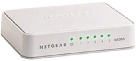 NETGEAR GS205, 5 Port Gigabit Ethernet Network Switch, Ethernet Splitter, Hub, Desktop, Plug and Play, White