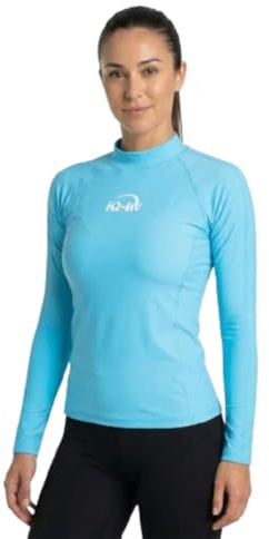 iQ-UV Sportshirt Damen Langarm Slim Fit – UV Shirt für Damen für Wasser & Sport – Rash Guard mit UV-Schutz – Langarm Sportshirt – Ideal zum Schnorcheln und Schwimmen