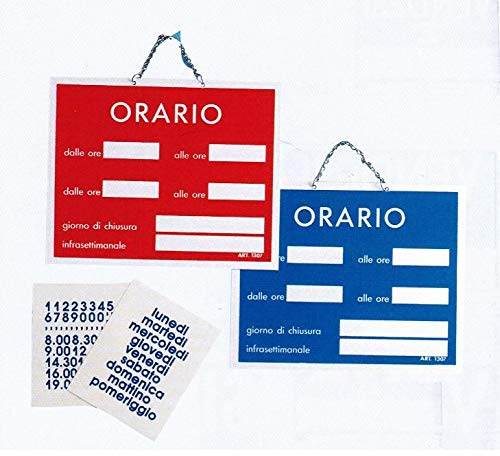Targa Segnaletica Orario Di Lavoro In Pvc Con Catenella 15x12