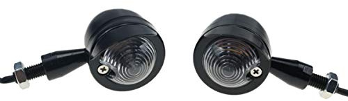 Motorrad Bullet Blinker Licht mit Visier für Kreuzer Chopper Bobber Vintage Retro Cafe Racer Rat Fahrrad (Schwarz/Klar)
