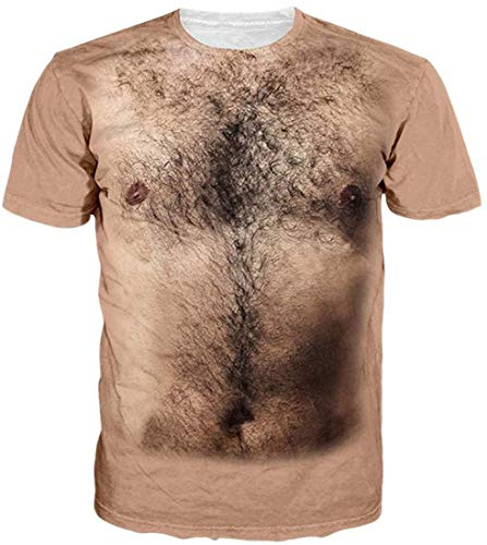 Loveternal 3D Printed T-Shirt Colourful Hairy Chest Hawaiian Shirt Novelty Tee Shirt M