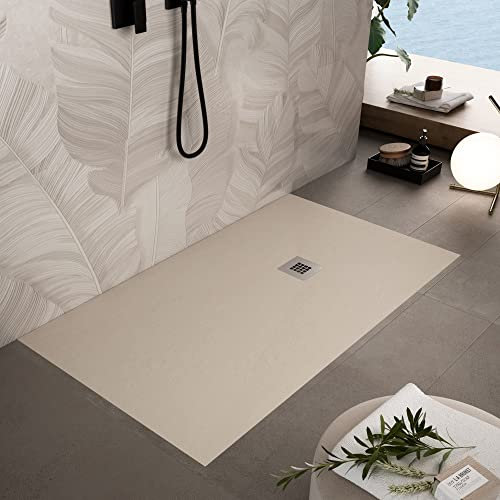 OLIMPO DOCCE - Piatto doccia in marmo resina Crema pietra cemento PLUS - 70x80