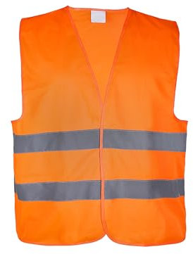 PRO FIT Warnschutzweste – Arbeitsschutzweste mit Reflexstreifen & Klettverschluss, Sicherheitsweste nach EN ISO 20471 zertifiziert - Neonorange/Grau