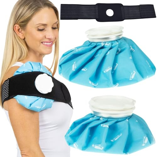Arctic Flex Lot de 2 sacs de glace – Poche de glace froide pour blessures – Thérapie par l'eau chaude et froide, soulagement de la douleur – Pochette réutilisable pour les douleurs musculaires