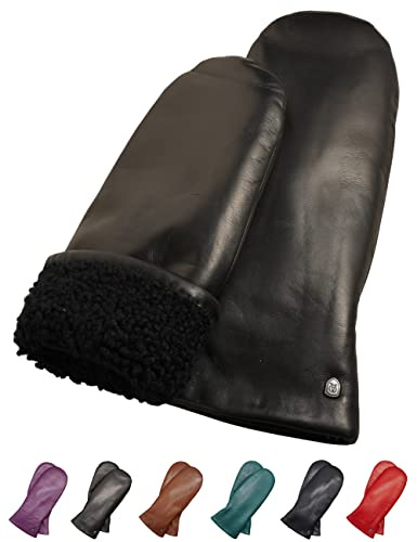 AKAROA ESTD 2019 Lederhandschuhe Damen SUE, Fäustling, italienisches Leder, Futter aus original Neuseeland Lammfell