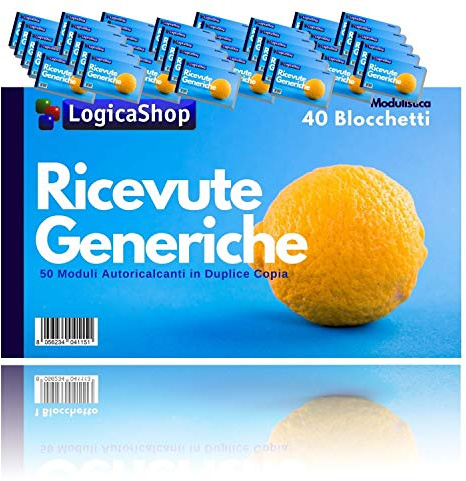 LogicaShop Blocchetto Ricevute Generiche Pagamento in Duplice Copia Autoricalcanti, per Associazioni Sportive e Affitto, 50x2 (40)