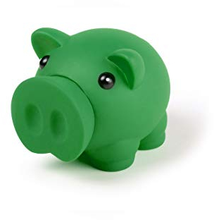 Sparschwein mit weichem Körper aus Gummi in lebendigen Farben. Originelle Sparbüchse für Kinder mit Deckel, leicht und robust. (grün)