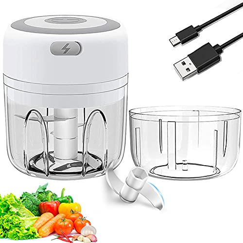 Elektrischer Knoblauchzerkleinerer, Zwiebelschneider, Zwiebelschneider | Mini-Zerkleinerer, Multi-Zerkleinerer, Knoblauchpresse, USB, wiederaufladbar, für Fleisch, Zwiebeln, Knoblauch, Obs