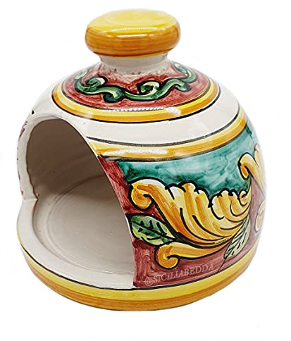 sicilia bedda - PORTASPUGNA/NASCONDISPUGNA in Ceramica di Caltagirone - Prodotto Realizzato Interamente a Mano (Maioliche Siciliane)