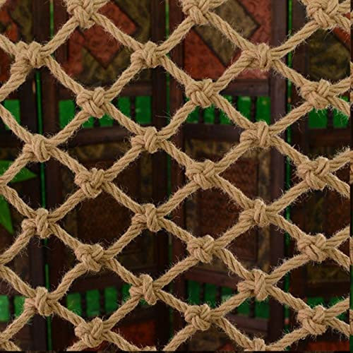 JYSSH Hemp Rope Net for Kids Climbing, Child Swing Treehouse Fence Netting, Cargo Rope Ladder Truck Trailer Net, Garden Plant Growing Nets,Jute-3x6m(10x20ft)