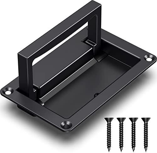 SYINE Black Zinc Alloy Recessed Door Pull Handle Recessed Flush Pull Handle for Drawer Access Door Space Door Toolbox,1 Pack,4.36 x 2.73 Inch