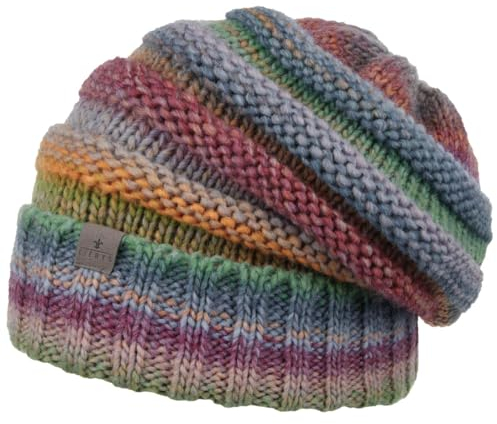 LIERYS Bernardo Oversize Strickmütze Damen Herren Made in Germany Schurwolle Long Beanie Umschlag Winter blau-grün One Size