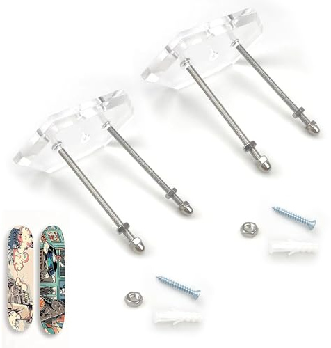 2 Stück Acryl Skateboard Wandhalterung, Wand Clear Skateboard Display für Deck Display und Lagerung