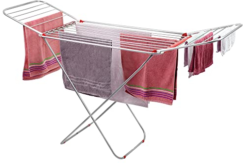 KADAX Wäscheständer, ausziehbar, Innen - und Außenbereich, Standtrockner mit Flügeln, mit 18 m Trockenlänge, Garten, Balkon, Terrasse, Haus, klappbar, Aluminium, stabil, leicht