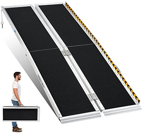 HABUTWAY 6ft Wheelchair Ramp, Portable Wheelchair Ramps for Home Steps, Double Non-Skid Aluminum Ramps Hold up to 800Lbs, Threshold Ramp for Stairs, Curbs, Doorway