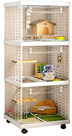 xixi-home Großer Chinchilla-Käfig, Rattenkäfig, Hamsterkäfig, 3-lagig, Frettchenkäfig mit Haustierzubehör-Sets, transparent, atmungsaktiv, für Meerschweinchen, Zuckergleiter, Eidechse, Eichhörnchen,