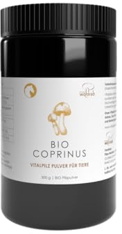 Pilze Wohlrab - Bio Coprinus comatus Pulver für Tiere - 300 g - Reines Schopftintling Pulver - Vitalpilze - Dosierung für Tiere - 1 Dose - Höchste Bio-Qualität