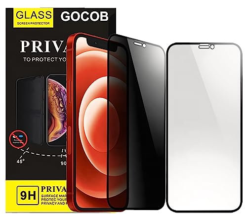 Gocob Privacy Screen Protector Tempered Glass For iPhone 11 Pro Max/iPhone XS Max 6.5 Inch - 2 PACK - Anti Spy, Case Friendly, Scratch Resistant, Easy Installation