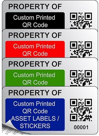 1000 Personalised Custom QR Code Security Asset Inventory Labels - 50mm x 25mm Permanent Silver Void Polyester Labels - Simply Choose a Colour, Add Info and Identify Numbers Required (P/NO. CSQRAL2)