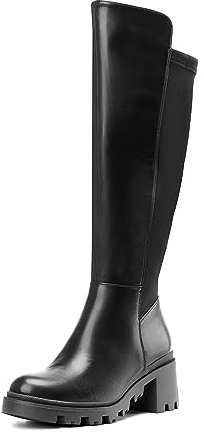 DREAM PAIRS Women Platform Round Toe Knee High Boots | Comfortable Stretch Boots for Women Sculpt Legs with Cushioned Ease and Sleek Zip