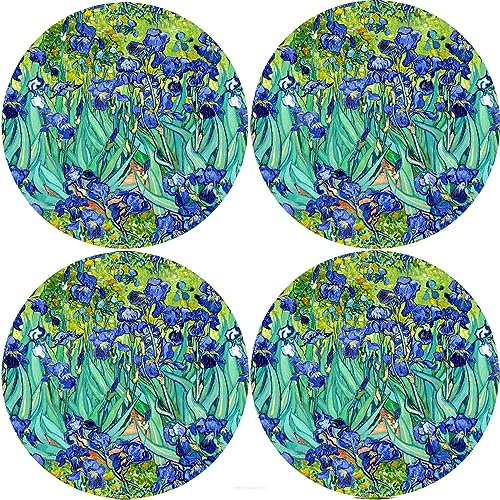 Bertoni Tischsets 4 Stück Aus Filz 4D Filzset Rund Filzuntersetzer Platzsets 33x33x1 cm Irises