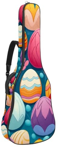 Große Universal-Akustikgitarrentasche, wasserdicht, mit Schutzschicht und mehreren Taschen, bunte Ostereier, mehrfarbig, 42.9x16.9x4.7 in, Gitarrentasche