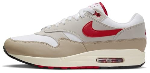 NIKE Air Max 1 Men's Trainers Sneakers Shoes HF4312 (White/Cream II/Limestone/University Red 100) UK7 (EU41)