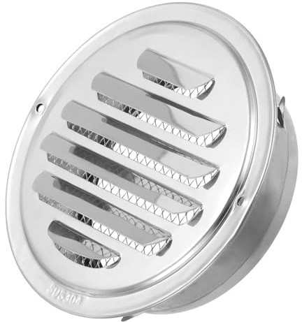 PATIKIL Soffit Vents 4.7 Inch, 304 Stainless Steel Louvered Grille Cover Vent Flat Ducting Air Vent with Screen Mesh for HVAC Home Bathroom Office Ventilation