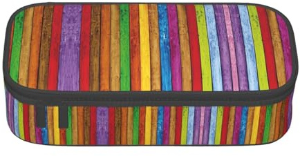 LimPac Farbiges Federmäppchen aus Holz, großes Fassungsvermögen, mit Reißverschluss, Stifteetui, Organizer für College, Büro, Make-up