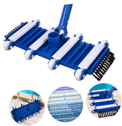 Yardenfun Cabezal De Aspiración De Piscina Flexible 14 Pulgadas Cepillo y Ruedas para Limpieza Manual De Piscinas