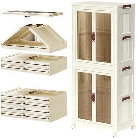 Tragbarer Kinderschrank,großer zusammenklappbarer Baby-Kleiderschrank mit 2 Hängebereichen/Stangen und Tür,Schrank-Organizer aus Kunststoff,faltbarer Schlafzimmerschrank,Geschenk für Jungen,Mädchen,