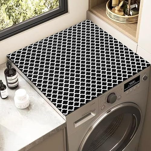 Housse De Protection Pour Machine À Laver Top 60X60Cm Le Style Noir Tapis De Protection Antidérapant Pour Seche Linge, Dessus Imperméable Tapis Lave Linge Pour Cuisine Maison Salles De Bains