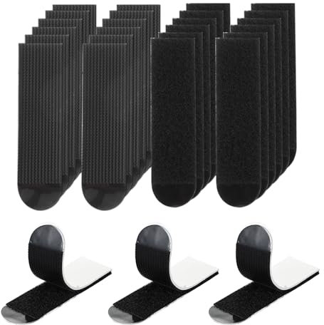 PATIKIL 64 Pares (128 Tiras) Tiras de Colgar Cuadros, Kit de Tiras de Colgar Cuadros de Alta Resistencia, Tiras de Colgar Cuadros Removibles sin Clavos para Decoraciones, Negro 93x19mm