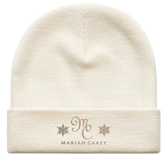 Mariah Carey Unisex-Erwachsene Official Time Tour Merch Christmas Cream Beanie-Mütze, Einheitsgre