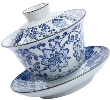 Cabilock Tazza da tè in Ceramica con Coperchio Ciotola da tè Cinese Kung Fu Tazze da tè Tazze Dipinte Articoli per La Casa
