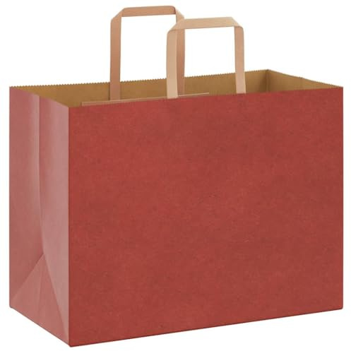 vidaXL Papiertragetaschen 250 Stk., Papiertüten mit Henkeln, Kraftpapiertüten, Geschenktüten für Einkaufen Hochzeiten Verpackungen Partys Geburtstag Weihnachten, Rot 32x17x25cm