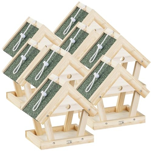 Royal Gardineer Vogelhaus Bausätze: 8er-Set Vogel-Futterhaus-Bausätze aus Echtholz, zum Aufhängen (Vogelhaus Bausatz für Kinder, Bausatz zum Selberbauen, Spielzeug)