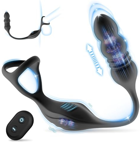 Vibrador anal de empuje, masajeador de próstata,anillo vibrador para el pene, tapón anal con control remoto,9 modos de vibración,cuentas anales,vibradores masculinos para hombres,juguetes para adultos