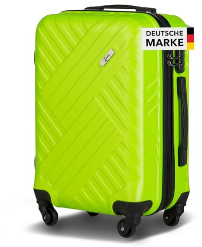 Xonic Design Reisekoffer - ABS Hartschalen Koffer mit 360° Leichtlauf-Rollen - hochwertiger Trolley mit Zahlenschloss in M-L-XL oder Set (Neon Grün, M)
