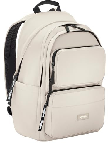LARKSON Schulrucksack Mädchen & Jungen Teenager Beige - No 3 Advanced - Großer Rucksack Damen & Herren für Schule - 16 Laptopfach - Aus Recyceltem PET - Wasserabweisend