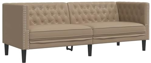 Sofá Chesterfield de 3 plazas de vidaXL en Cuero Artificial Capuchino, Sofá de 3 plazas, Sofá Tapizado, Sofás de 3 plazas, Sofá de Salón