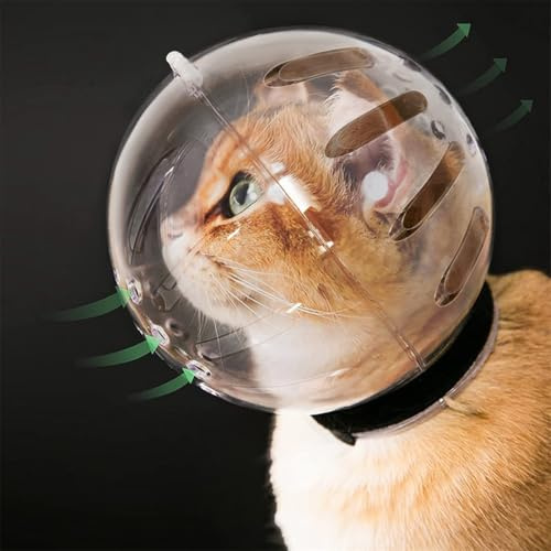 Atmungsaktiver Katzen-Maulkorb – Anti-Bissschutz, transparente Weltraum-Kapuze, Katzenhelm, multifunktionales Design zum Baden, Pflegen oder Schneiden von Nägeln (L (15 x 14 x 8,4 cm)