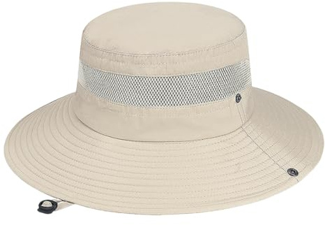 ZORVUJI Cappello Beige Donna Protezione UV, Cappello Safari Donna per Donna e Uomo, Cappello Estivo Leggero, Cappello Trekking Donna Outdoor, Cappelli da Sole per Donna Viaggi Giardinaggio(56-59cm)