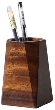 Holz Stifteköcher, Stiftehalter aus Walnussholz, Quadrat Stiftehalter für Schreibware, Make Up Pinsel, Schreibtische, Büros, Umweltfreundliches Schreibtischzubehör (Rhombisch) (Single Tube Style)