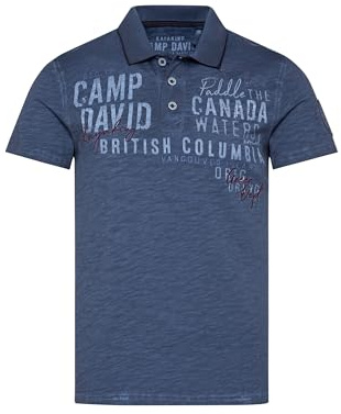 Camp David Herren Poloshirt mit Label-Applikationen Dark Teal, XXXL