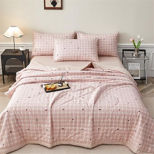 FANSU Tagesdecke Bettüberwurf Steppdecke 100% Baumwolle Patchwork Doppelbett Einselbetten Tagesdecken Gesteppt Bettwäsche Sofaüberwurf Wohndecke Nordischer Bettdecke (Liebe Rosa,180x200cm)