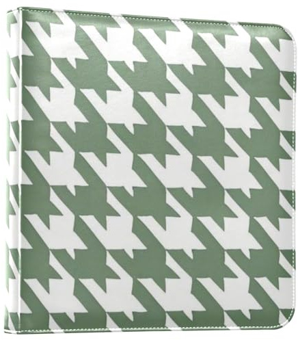 Album photo décoratif motif pied-de-poule vert et blanc classique avec pages autocollantes pour photos de 10 x 15 cm